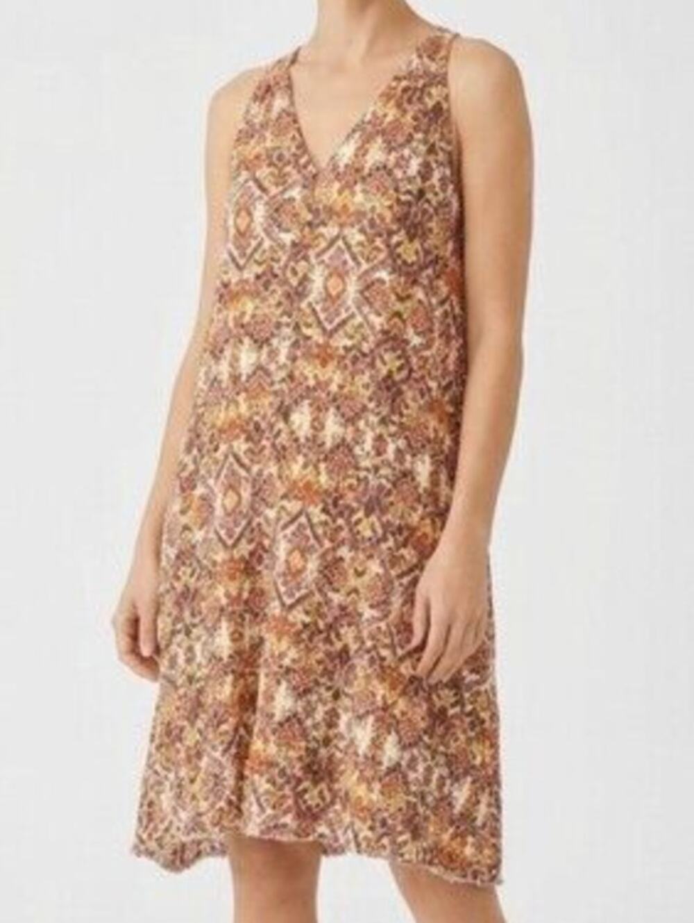 NEW Garnet Hill Women's Ikat Pattern V-Neck Casual Shift Dress Size M Tribal